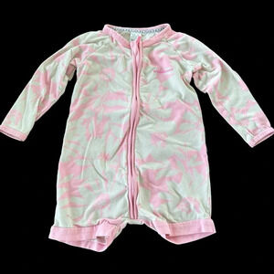 Bonds Australia Size 1 12-18 months Wondersuit Zip Up Short Pajamas Floral Pink